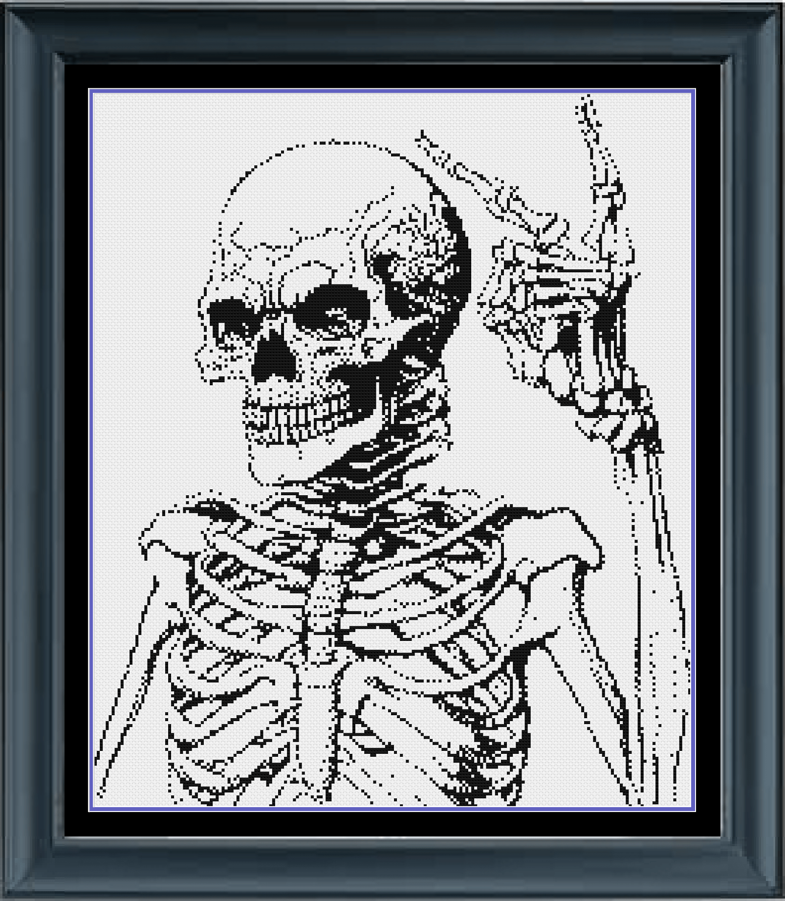 Stitching Jules Design Cross Stitch Pattern Skeleton Peace Sign Blackwork Monochrome Cross Stitch Pattern Instant Download PDF